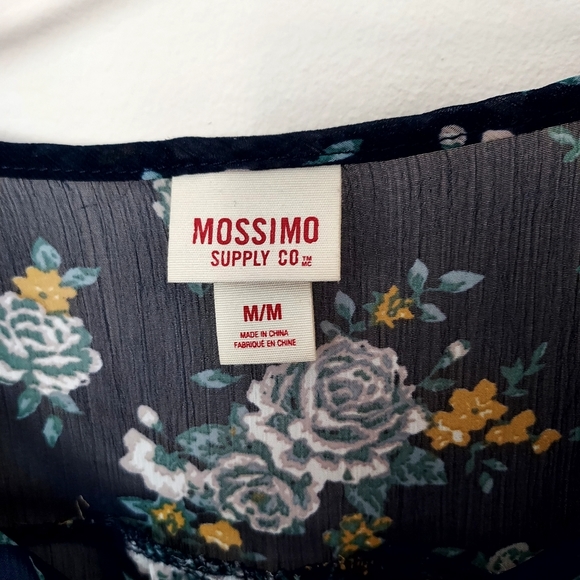 Mossimo Supply Co Semi sheer blue floral tunic Med Cottagecore Fairy Flowy Airy - Picture 4 of 11